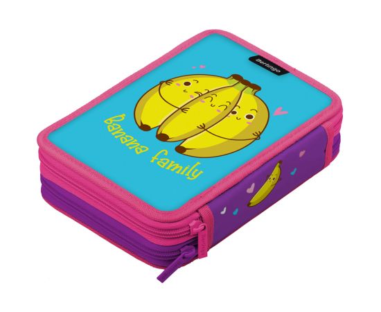 Пенал 2 отделения, 200*140*45 Berlingo "Bananas", полиэстер PK20001