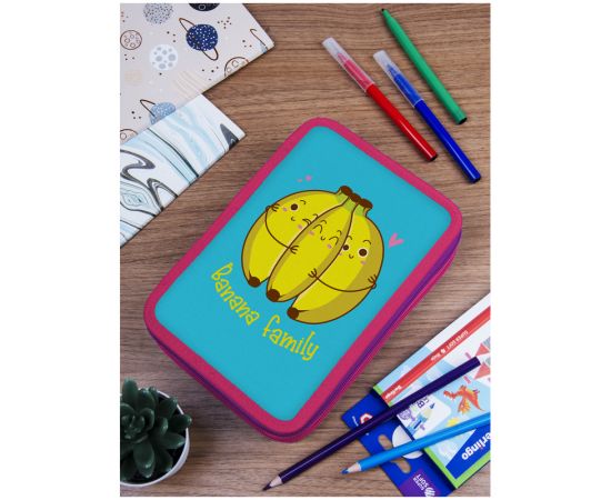Пенал 2 отделения, 200*140*45 Berlingo "Bananas", полиэстер PK20001