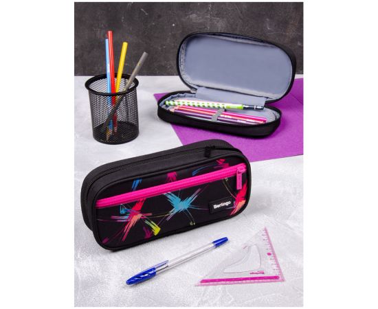 Пенал мягкий 1 отделение, 1 карман, 220*95*50 Berlingo "Neon fuse", полиэстер, откидная планка PM09138