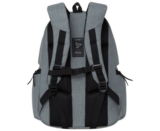 Рюкзак GRIZZLY, 31*46*18см, 2 отделения, 3 кармана, анатомическая спинка, серый RQ-110-1/1