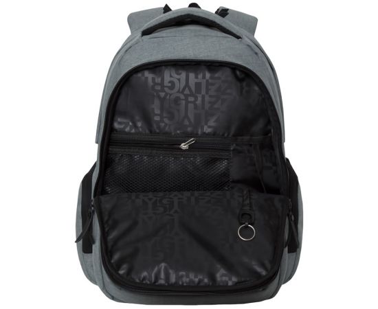 Рюкзак GRIZZLY, 31*46*18см, 2 отделения, 3 кармана, анатомическая спинка, серый RQ-110-1/1