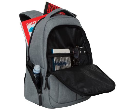 Рюкзак GRIZZLY, 31*46*18см, 2 отделения, 3 кармана, анатомическая спинка, серый RQ-110-1/1