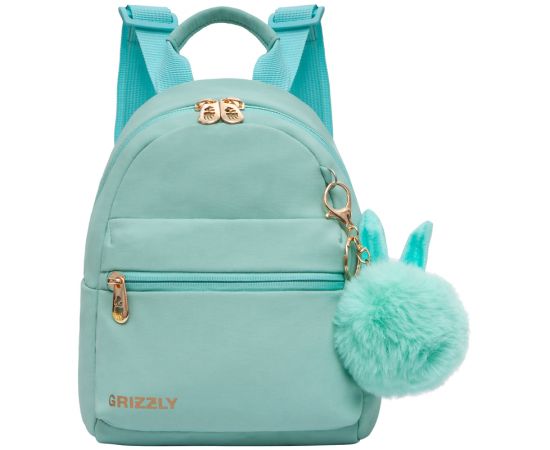 Рюкзак GRIZZLY, 21*25*10см, 1 отделение, 2 кармана, укрепленная спинка, мятный RXL-224-1/2
