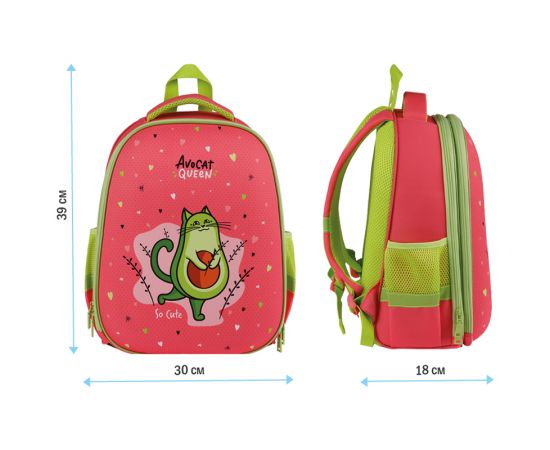 Ранец ArtSpace School Friend "AvoCat" 39*30*18см, 2 отделения, 2 кармана, анатомическая спинка Uni_17719