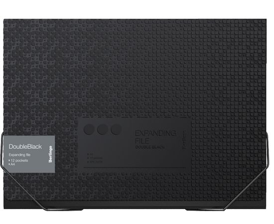 Папка 12 отделений Berlingo "DoubleBlack" А4, 330*240*25мм, 700мкм, черная, на резинке, c рисунком XF4_12701