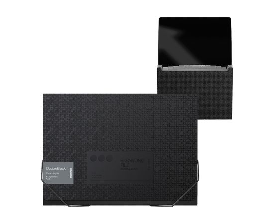 Папка 12 отделений Berlingo "DoubleBlack" А4, 330*240*25мм, 700мкм, черная, на резинке, c рисунком XF4_12701