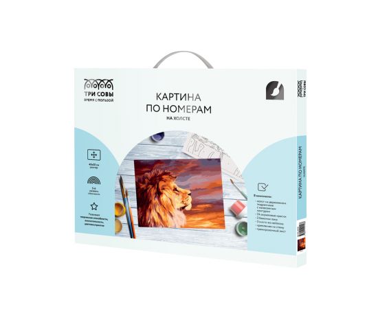 Картина по номерам на холсте ТРИ СОВЫ "Закат", 40*50, с акриловыми красками и кистями КХ_44158