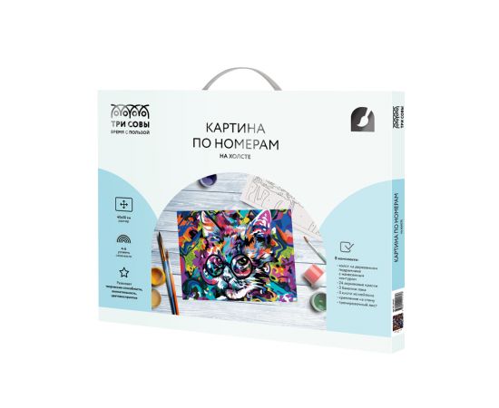 Картина по номерам на холсте ТРИ СОВЫ "Абстрактный кот", 40*50, с акриловыми красками и кистями КХ_44161