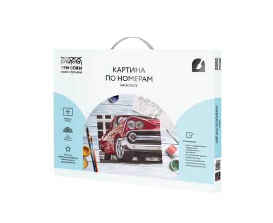 Картина по номерам на холсте ТРИ СОВЫ "Красная машина", 40*50, с акриловыми красками и кистями КХ_44186