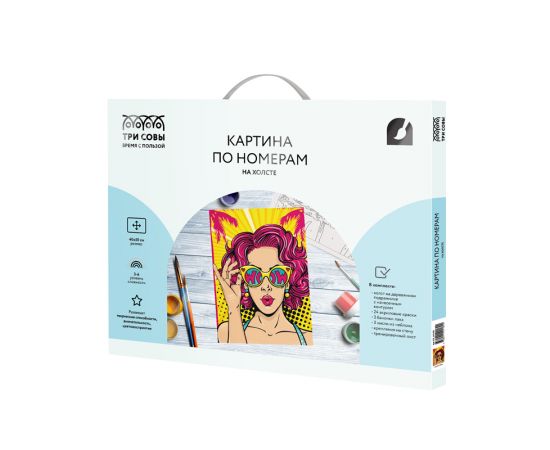 Картина по номерам на холсте ТРИ СОВЫ "Wow. Girl", 40*50, с акриловыми красками и кистями КХ_44189