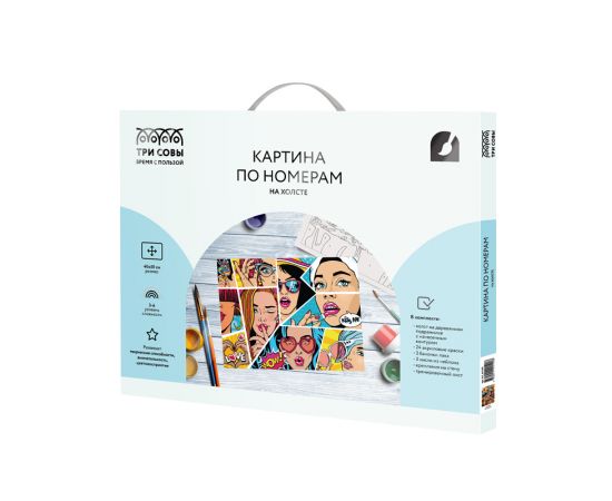 Картина по номерам на холсте ТРИ СОВЫ "Wow. Comics", 40*50, с акриловыми красками и кистями КХ_44190
