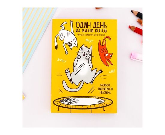 Блокнот творческого человека "Один день из жизни котиков", мягкая обложка, 11,5 х 16,5 см, 120 листов 3472209