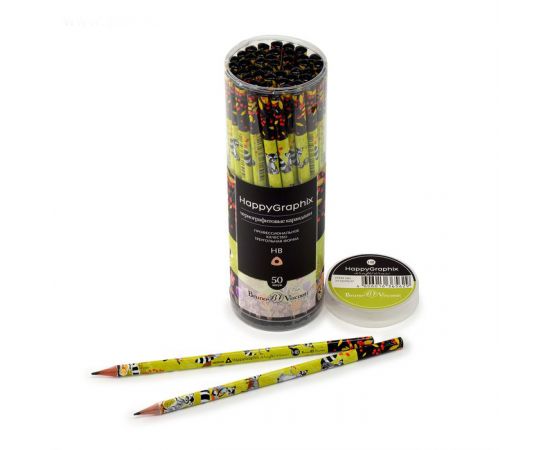 Карандаш чернографитный 2 мм HappyGraphix «Енот на самокате», НВ, трёхгранный 4171547