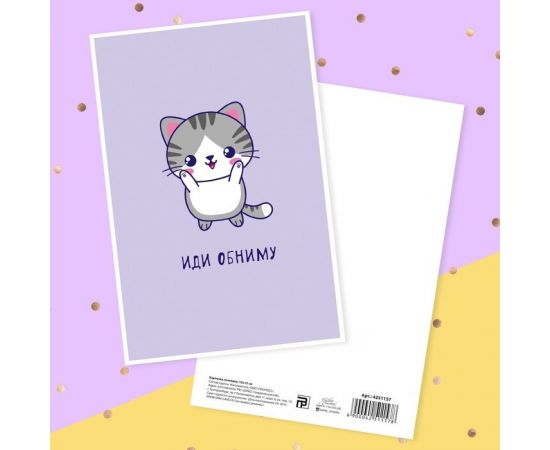 Почтовая карточка «Иди обниму» котик, 10 × 15 см 4251157