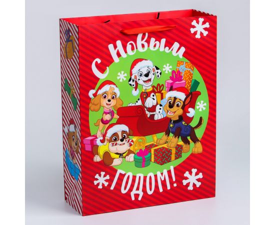 Пакет ламинат вертикальный "С Новым годом!", 31х40х11 см, Щенячий патруль   4334215 4334215