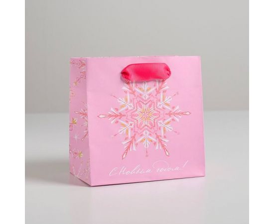 Пакет ламинированный квадратный «Снежинка», 14 × 14 × 9 см   4984225 4984225