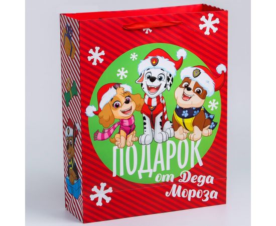 Пакет ламинат вертикальный "С Новым годом!", 31х40х11 см, Щенячий патруль   4997234 4997234