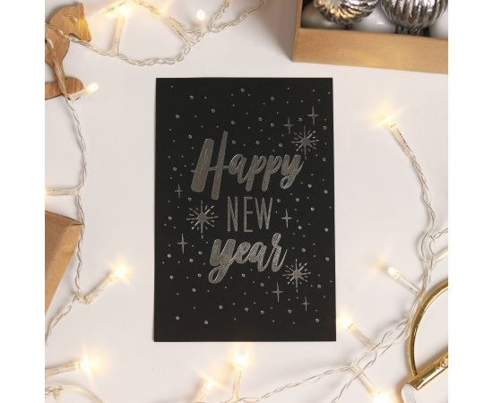 Открытка на черном крафте «Счастливого нового года», 10 х 15 см   5059955 5059955
