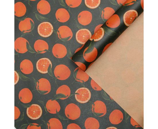 Бумага упаковочная крафтовая «Мандарины», 50 × 70 см 5148361 5148361