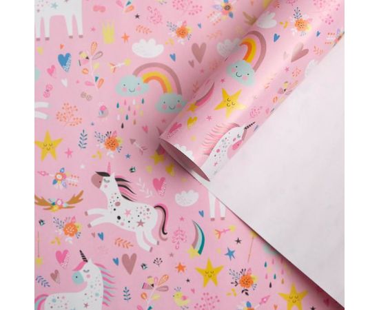 Бумага упаковочная глянцевая "Единороги", 50 х 70 см 5926865 5926865