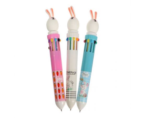 Ручка шариковая, автоматическая, 10-ти цветная, линия 0,7 мм., корпус МИКС "Заяц" 6248028