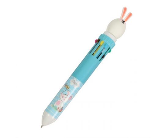 Ручка шариковая, автоматическая, 10-ти цветная, линия 0,7 мм., корпус МИКС "Заяц" 6248028