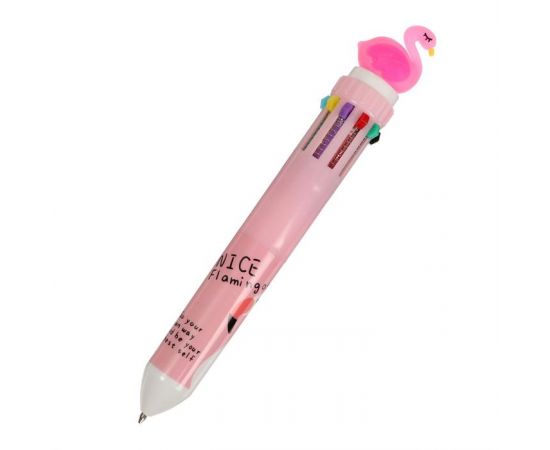 Ручка шариковая, автоматическая, 10-ти цветная, стержень 0,7 мм, корпус МИКС "Фламинго" 6248029