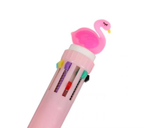Ручка шариковая, автоматическая, 10-ти цветная, стержень 0,7 мм, корпус МИКС "Фламинго" 6248029