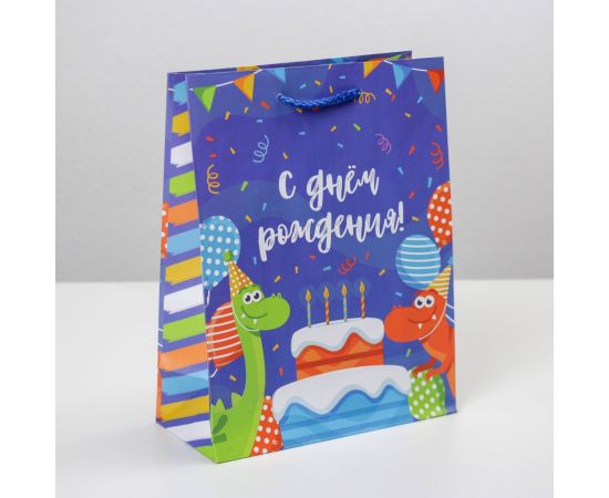 Пакет ламинированный «Праздничные динозаврики», MS 18 х 23 х 8 см   6582601 6582601