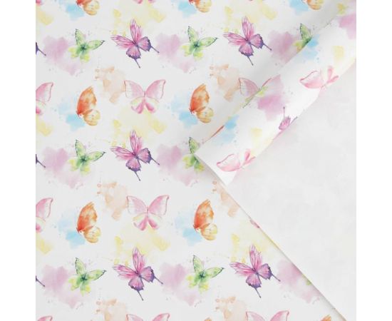 Бумага упаковочная глянцевая «Акварельные бабочки», 50 × 70 см 6885213 6885213