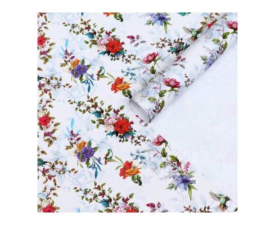 Бумага упаковочная глянцевая "Цветы", 50 х 70 см, 7018504 7018504