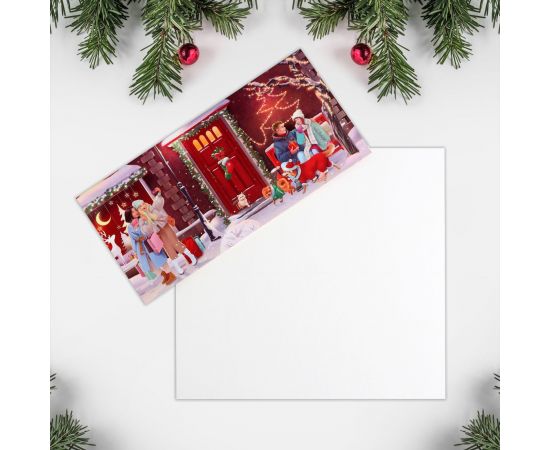 Открытка евро «Новогодняя история», город, 10 × 21 см 7044002 7044002