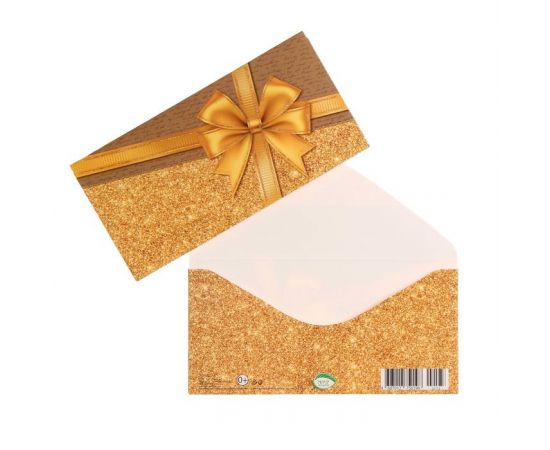 Конверт для денег "Универсальный" конгрев, глиттер, золотой бант, золотой фон 7112767 7112767
