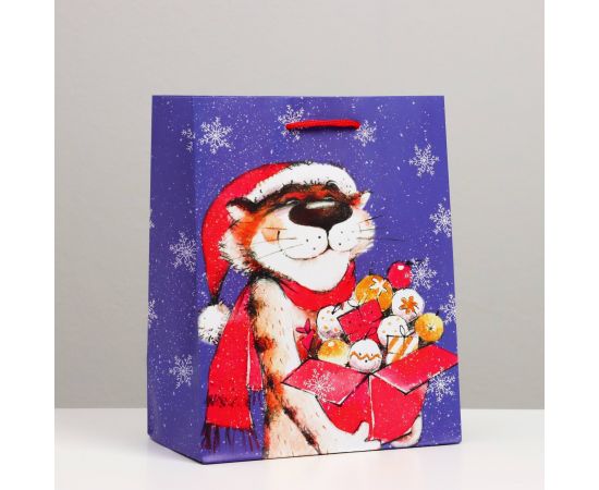 Пакет подарочный "Тигр с подарком", 18 х 22,3 х 10 см 7292523 7292523