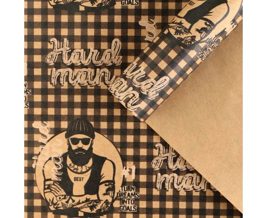 Бумага упаковочная крафтовая Hard man , 50 × 70 см 7315940 7315940