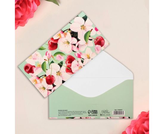 Конверт для денег «Цветы», 16,5 × 8 см 7420557 7420557