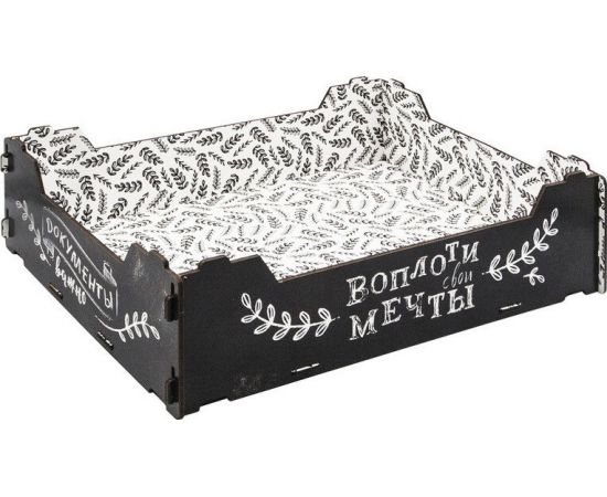 Лоток для бумаг Attache ECO Офис горизон 335x245x80мм, дерево, черный/белый 1110589