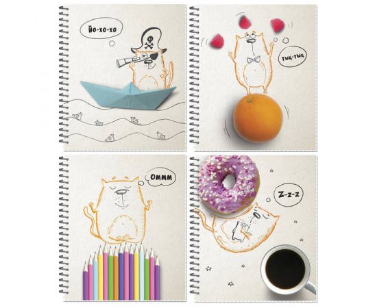 Тетрадь общая А5,60л,клетка,греб,обл.карт+ВДлак Жил-был Кот 1159107