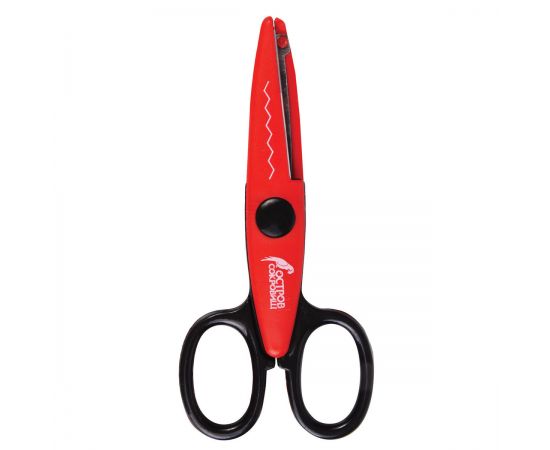 Ножницы ОСТРОВ СОКРОВИЩ 135мм, фигурное лезвие ЗУБЦЫ, красно-черные, в упаковке с подвесом, 236779 236779