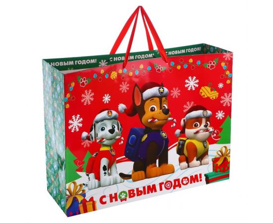 Пакет подарочный ламинированный «С Новым годом!», PAW PATROL, 61 х 46 х 20 см 3445321
