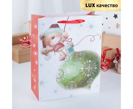 Пакет ламинированный "Новогодний", люкс, 26 х 32,4 х 12,7 см 3608804