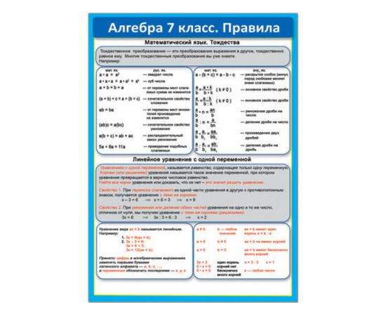 39315 Алгебра 7 класс. Правила  155*210 39315