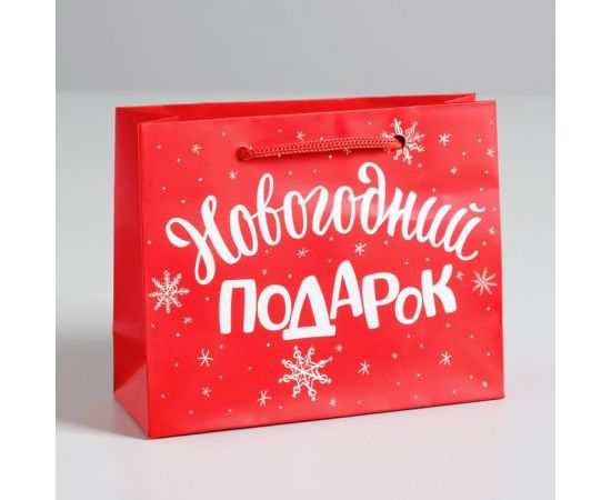 Пакет подарочный новогодний ламинированный «Новогодний подарок», S 5.5 см × 15 см × 12 см 4262325