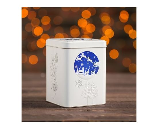 Подарочная коробка "Новогодняя", синяя, жестяная 8,7 х 8,7 х 11,4 см   4515060 4515060