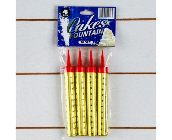 Свечи фонтаны в торт «Золотые искры», 4 шт., 10 см, горение 30 сек. 4682661