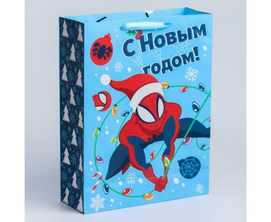 Пакет ламинат вертикальный "С Новым годом!", 31х40х11 см, Человек-Паук   4997221 4997221