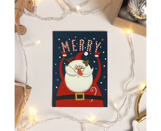 Открытка поздравительная с голографией «Дед Мороз», 7,5 х 10 см   5059966 5059966