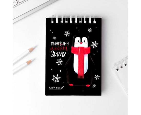 Скетчбук "Пингвины любят зиму", А6, 80 листов 5089159 5089159