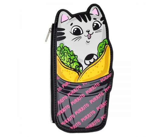 Пенал школьный  КОТ 10х21 cм, искусственная кожа 53812