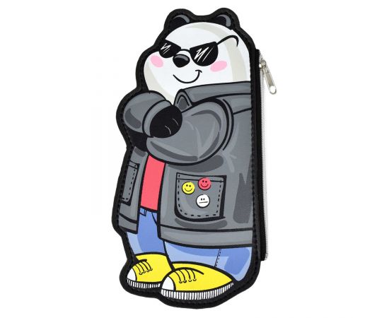 Пенал школьный КРУТАЯ ПАНДА 10х21 cм, искусственная кожа 53813